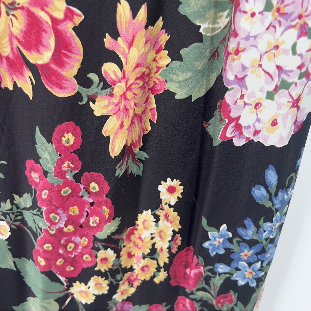 Selkie The Puck Poet 100% Silk Floral Sweetheart Puff Sleeve Maxi Dress Gown 1X - Picture 4 of 8